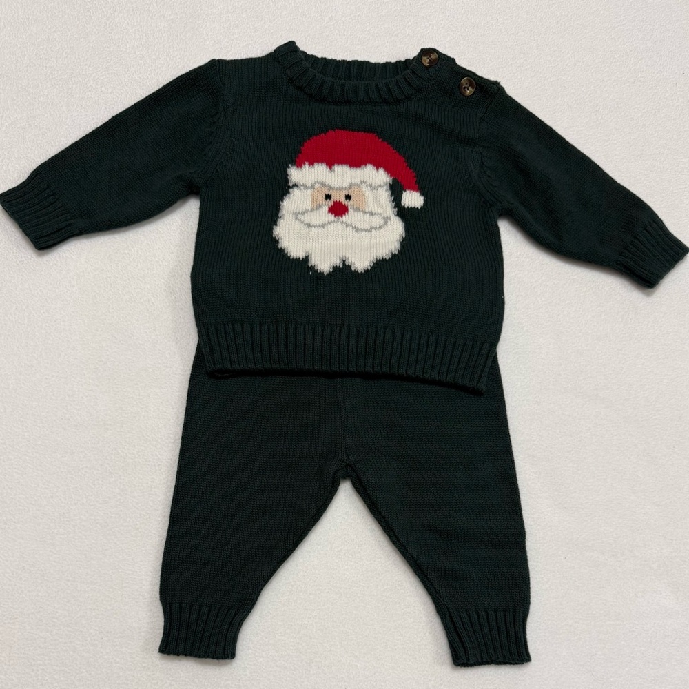 Infant 3M Sweater Knit 2-Pc Festive Santa Knit Sweater and Pants Set - NWT